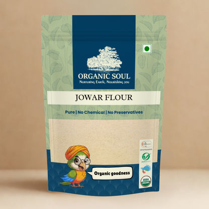 Organic Soul Jowar Flour – 900gm | 100% Certified Organic | Unpolished | Non-GMO