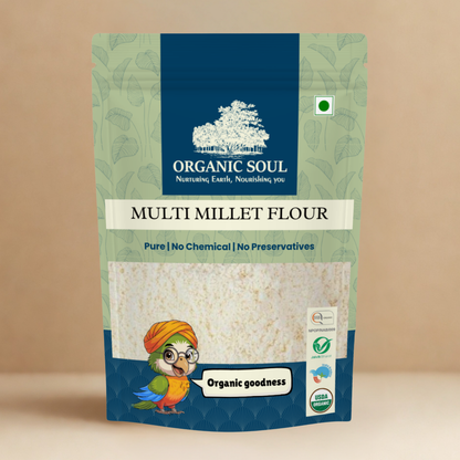 Organic Soul Multi Millet Flour – 900gm | 100% Certified Organic | Unpolished | Non-GMO