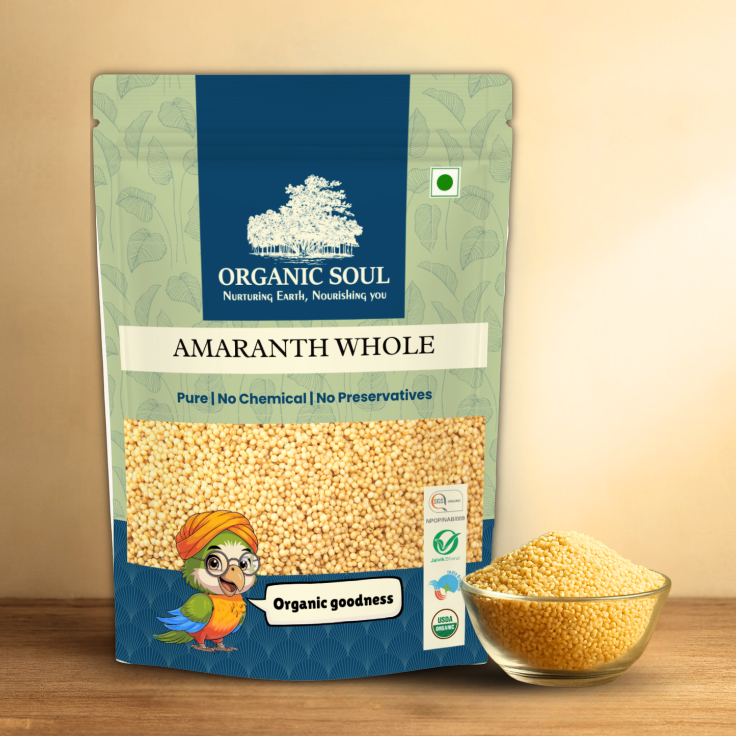 Organic Soul Amaranth Whole – 900gm | 100% Certified Organic | Unpolished | Non-GMO