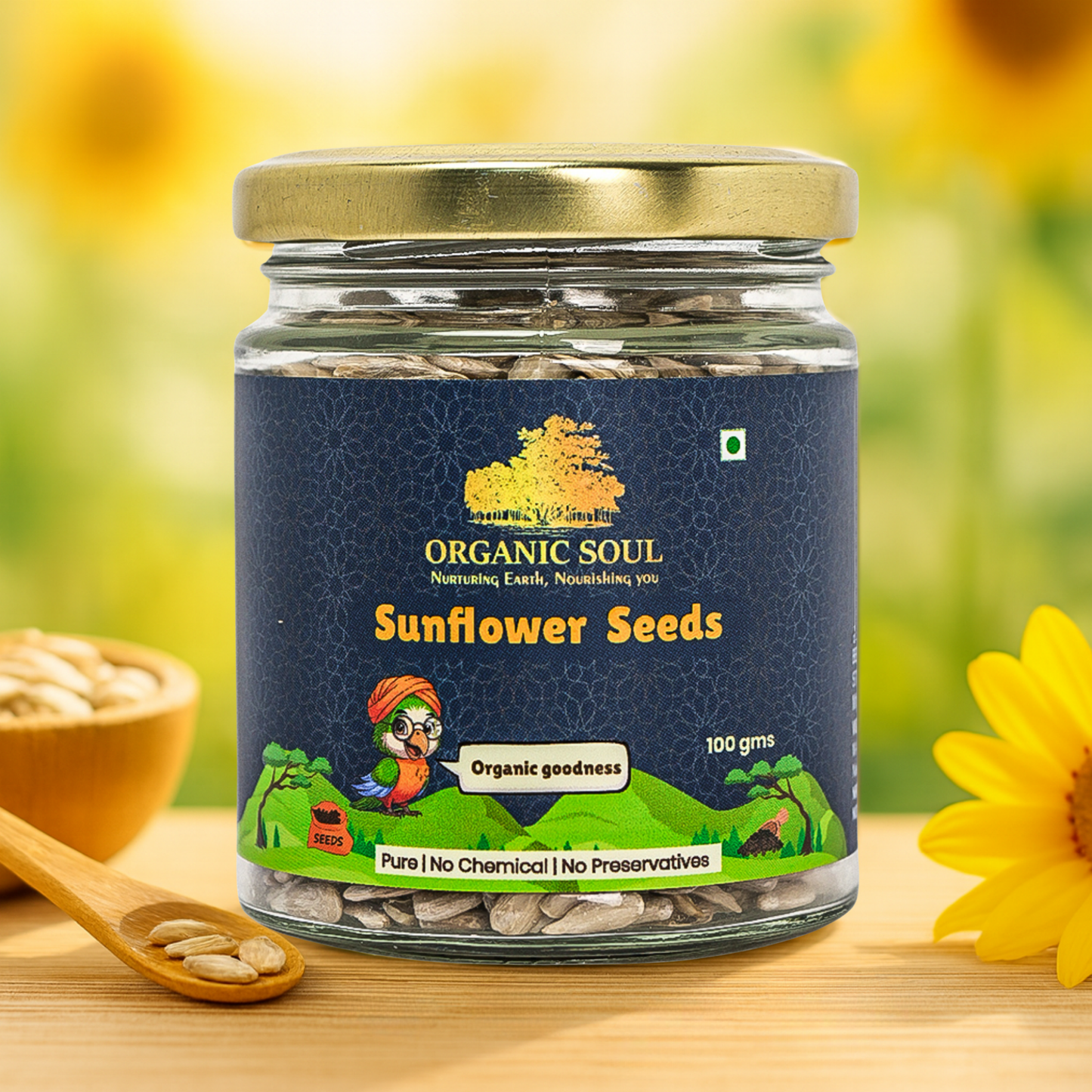 Organic Soul Sunflower Seeds – 100gm | 100% Certified Organic | Raw & Unpolished