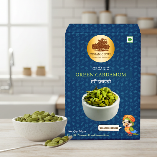Organic Green Cardamom Whole/Hari Elaichi (50 Gm) / NPOP Certified I Organic Ceritfied