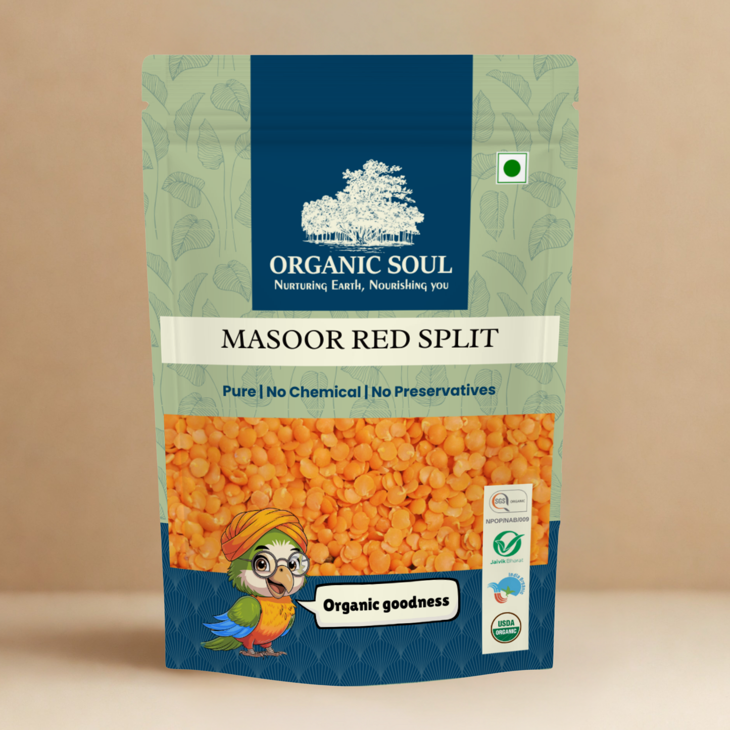 Organic Soul Masoor Dal Red Split – 900gm | 100% Certified Organic | Non-GMO | Unpolished