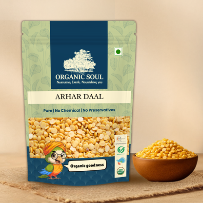 Organic Soul Arhar Dal – 900gm | 100% Certified Organic | Non-GMO | Unpolished