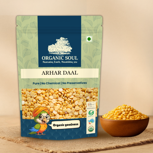Organic Soul Arhar Dal – 900gm | 100% Certified Organic | Non-GMO | Unpolished