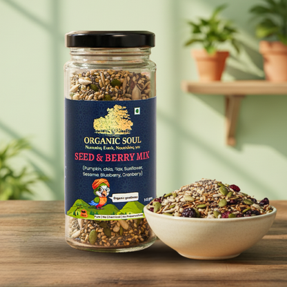 Organic Soul Seeds Berry Mix – 145gm | 100% Certified Organic | Healthy Snack Blend