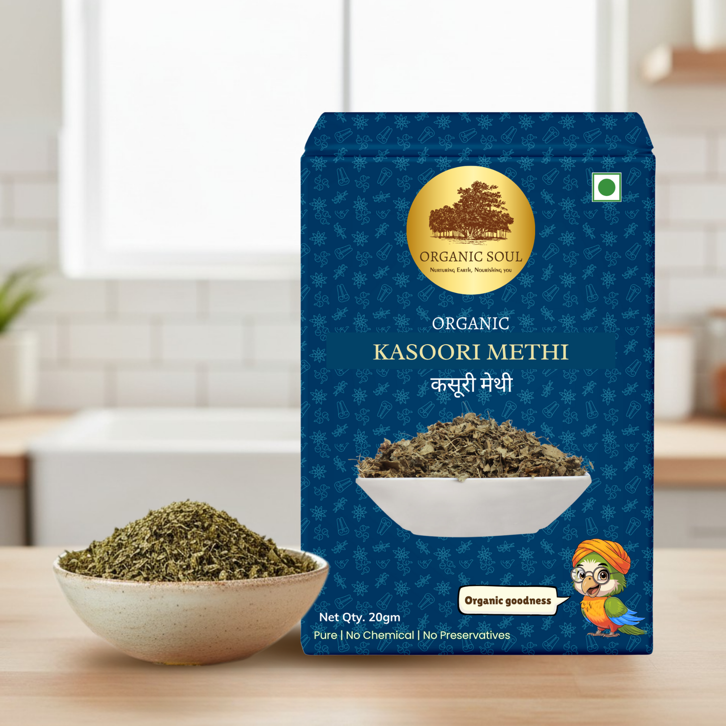Organic Kasoori Methi Leaves 20gm | Fenugreek dry Leaves | Dried Fenugreek 100% Organic | NPOP Certified