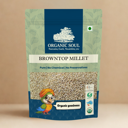 Organic Soul Browntop Millet – 900gm | 100% Certified Organic | Unpolished | Non-GMO