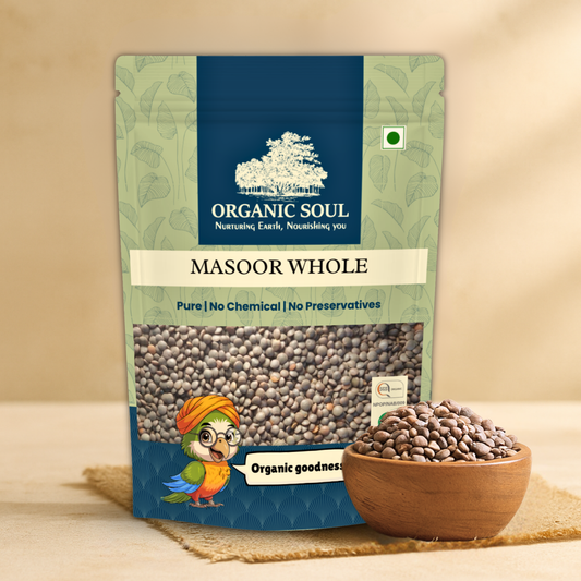 Organic Soul – Masoor Whole (Green/Brown Lentils - 900 gm) |100% Organic | Vegan, Unpolished &amp; Gluten-Free