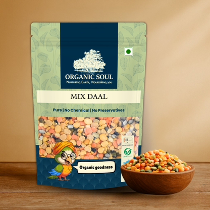 Organic Soul Mix Daal/ Panchrangi Daal – 900gm | 100% Certified Organic | Non-GMO | Unpolished