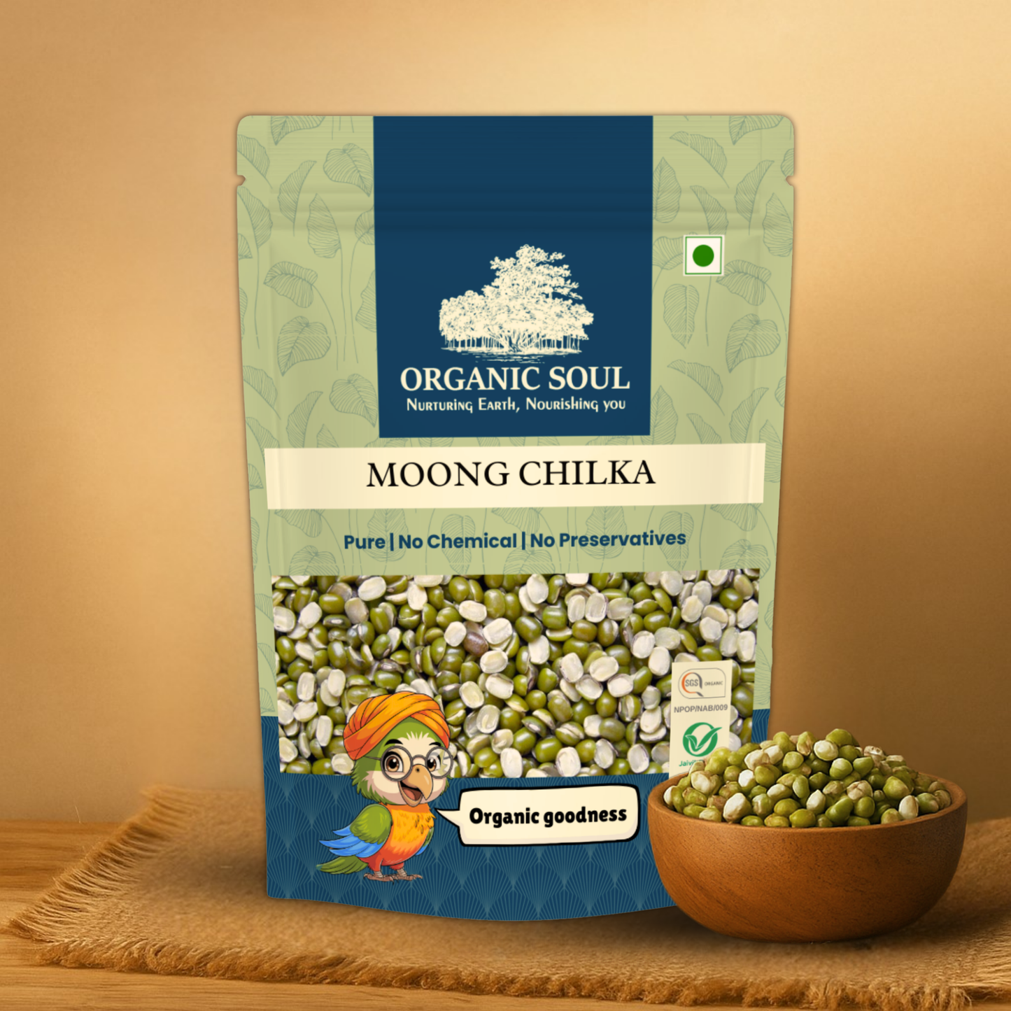 Organic Soul Moong Chilka – 900gm | 100% Certified Organic | Non-GMO | Unpolished