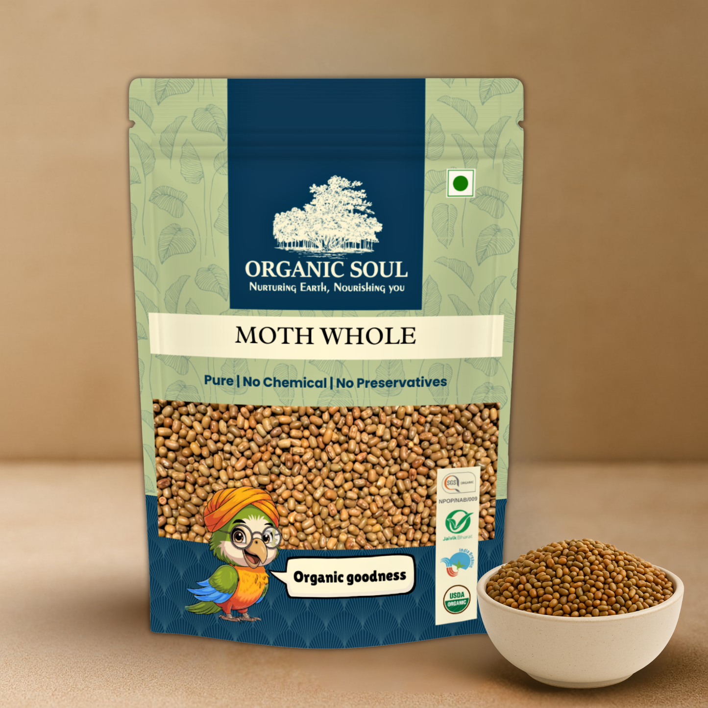 Organic Soul Moth Sabut/ Moth Whole/ Moth Beans – 900gm | 100% Certified Organic | Non-GMO | Unpolished