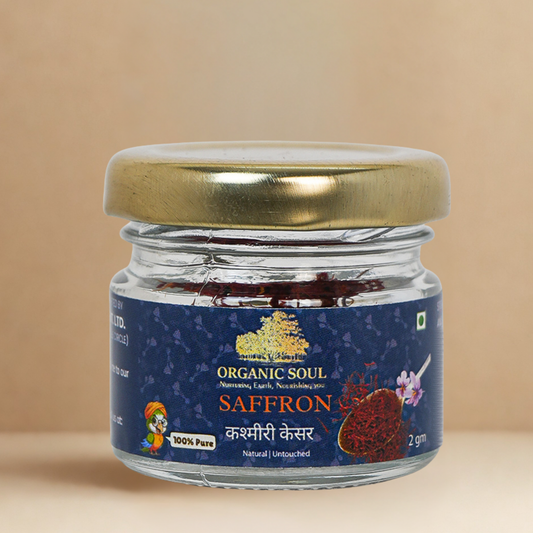 Organic Soul Saffron, 100% Pure & Certified Organic Kashmiri Kesar | 2g | Handpicked Threads, Naturally Aromatic & Antioxidant-Rich