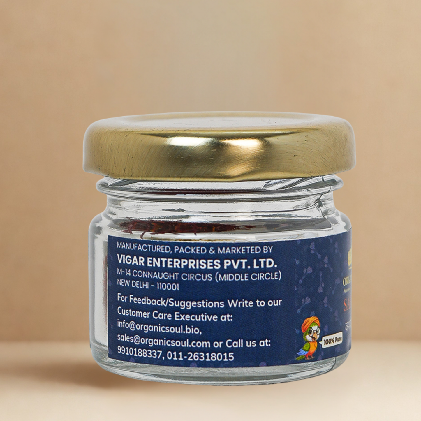 Organic Soul Saffron, 100% Pure & Certified Organic Kashmiri Kesar | 2g | Handpicked Threads, Naturally Aromatic & Antioxidant-Rich