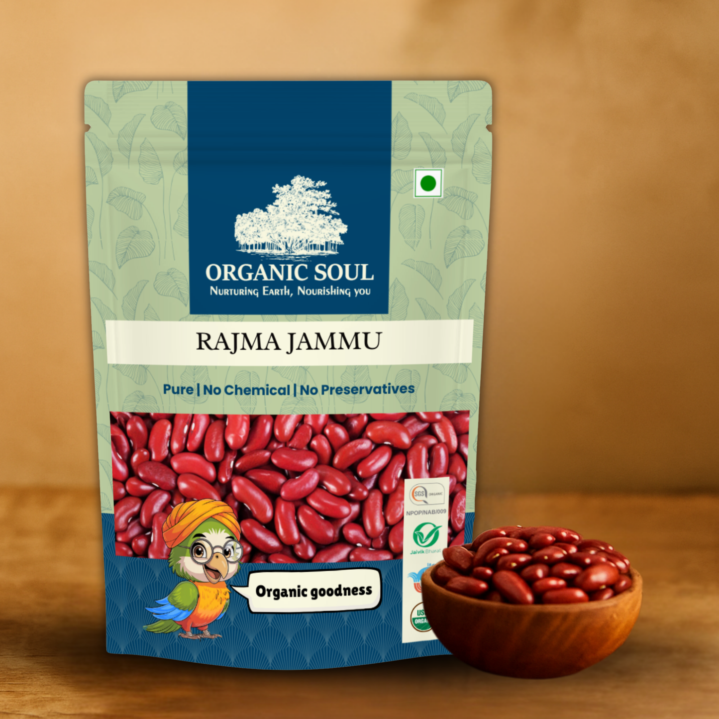 Organic Soul Rajma Jammu – 900gm | 100% Certified Organic | Non-GMO | Unpolished