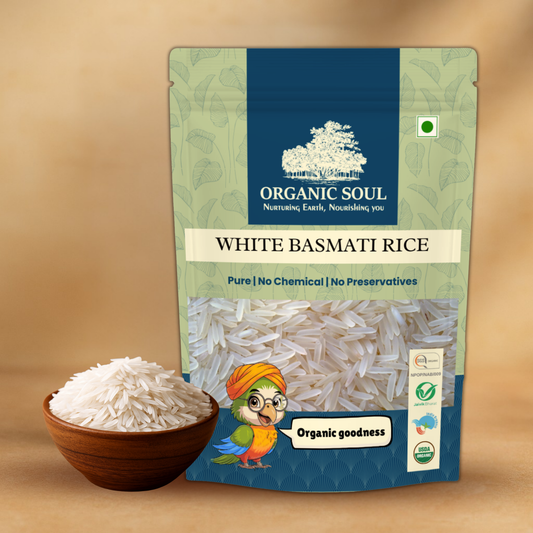 Organic Soul White Basmati Rice – 900gm | 100% Certified Organic | Unpolished | Non-GMO