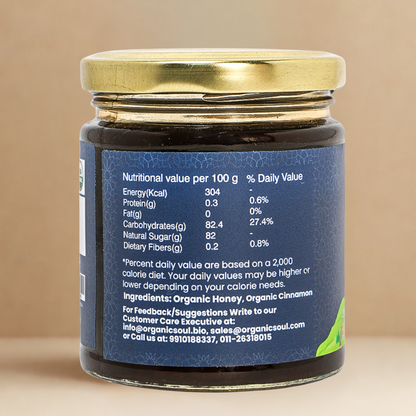 Organic Soul Cinnamon Infused Honey – 225gm | 100% Organic | Raw &amp; Pure