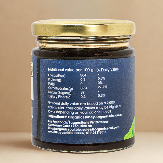 Organic Soul Cinnamon Infused Honey – 225gm | 100% Organic | Raw &amp; Pure