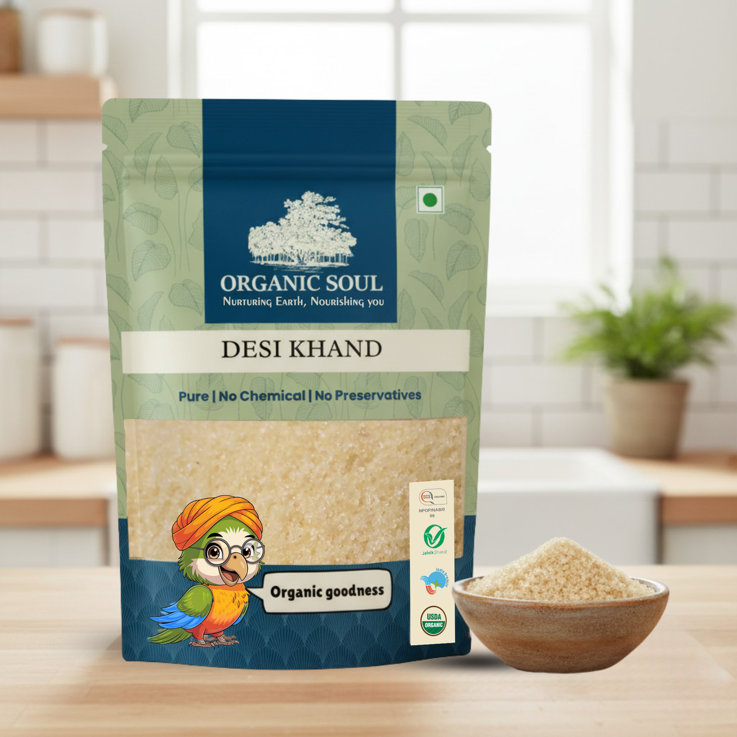 Organic Soul Desi Khand | Natural Cane Sugar | Unrefined, Chemical-Free | Rich in Minerals | 900g