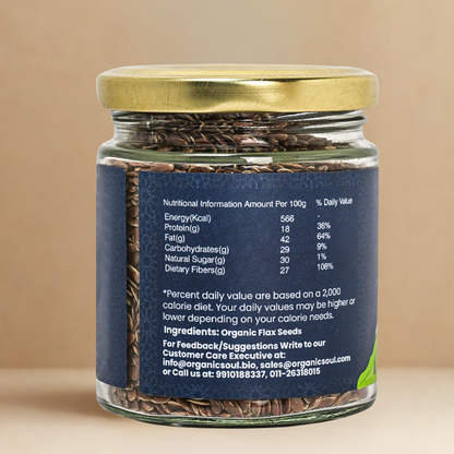 Organic Soul Flax Seeds – 125gm | 100% Certified Organic | Raw & Unpolished