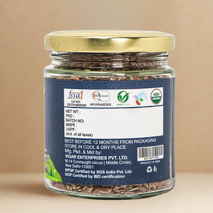 Organic Soul Flax Seeds – 125gm | 100% Certified Organic | Raw & Unpolished