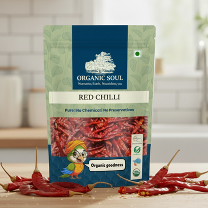 Organic Soul Red Chili Whole – 100gm | 100% Certified Organic | Non-GMO