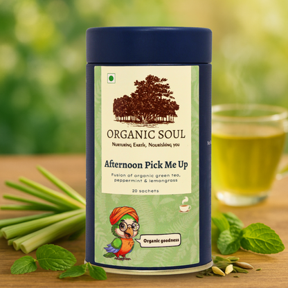 Organic Soul - Afternoon Pick Me Up Tea | Peppermint, Lemongrass, Green Tea | 20 Sachets (36 gm)