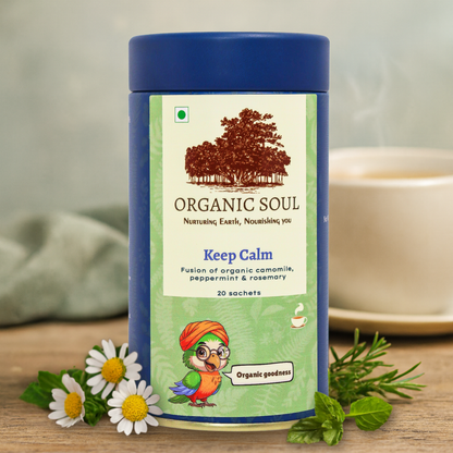 Organic Soul - Keep Calm Tea | Camomile, Peppermint, Rosemary | 20 Sachets (36 gm)