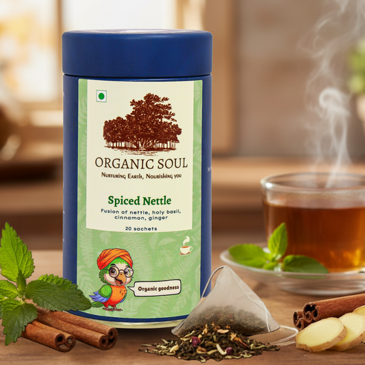 Organic Soul - Spiced Nettle Tea | Nettle, Tulsi, Cinnamon, Ginger | 20 Sachets (36 gm)
