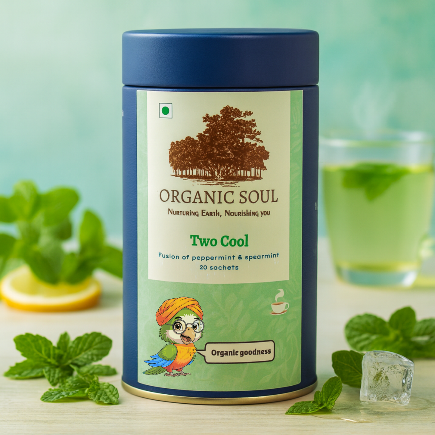Organic Soul - Two Cool | Peppermint, Spearmint | 20 Sachets (36 gm)