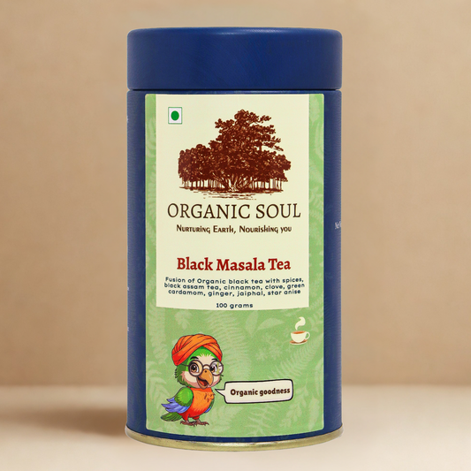 Organic Soul - Black Masala Chai | Black Tea, Cinnamon, Clove, Cardamom, Ginger, Nutmeg, Star Anise | 100 gm