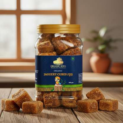 Organic Soul Jaggery Cubes | Natural Sweetener | Rich in Iron & Minerals | Boosts Energy & Digestion | 600g