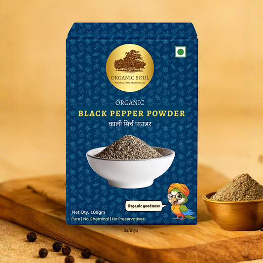 Organic Soul Black Pepper Powder (Kali Mirch Powder) – 100gm | 100% Certified Organic | Non-GMO | Fresh &amp; Pungent