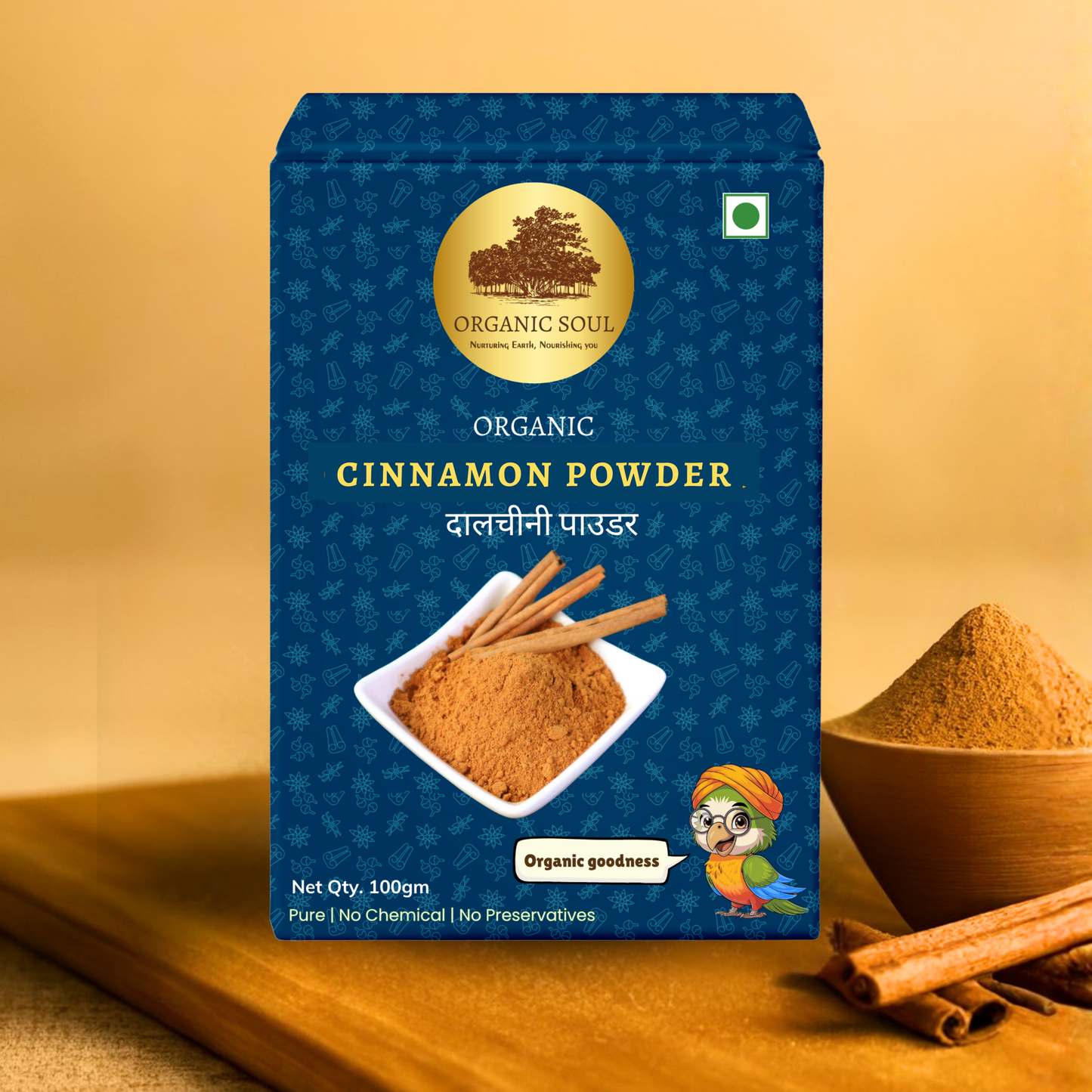 Organic Soul Cinnamon (Dalchini) Powder – 100gm | 100% Certified Organic | Non-GMO | Sweet &amp; Aromatic