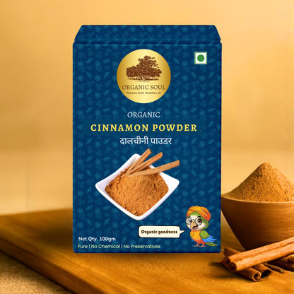 Organic Soul Cinnamon (Dalchini) Powder – 100gm | 100% Certified Organic | Non-GMO | Sweet &amp; Aromatic
