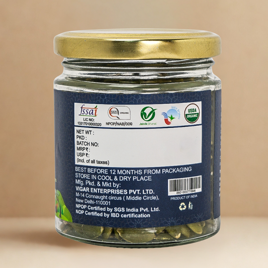 Organic Soul Pumpkin Seeds – 100gm | 100% Certified Organic | Raw & Unpolished