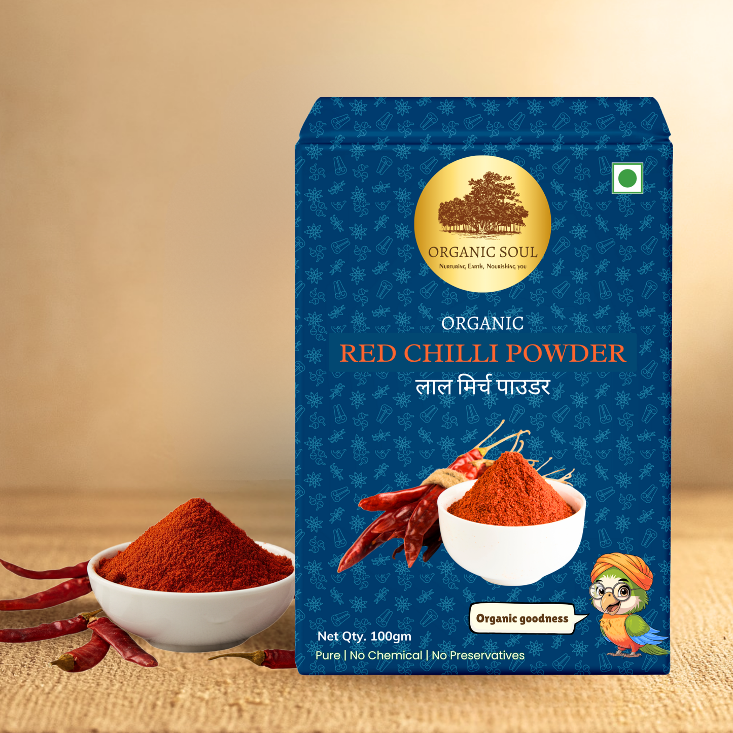 Organic Soul Red Chilli Powder (Laal Mirch Powder) – 100gm | 100% Certified Organic | Non-GMO | Spicy &amp; Pure