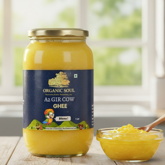 Organic Soul A2 Ghee, 100% Pure & Organic A2 Desi Cow Ghee | 1 L | Traditional Bilona Method, Curd Churned (Copy)