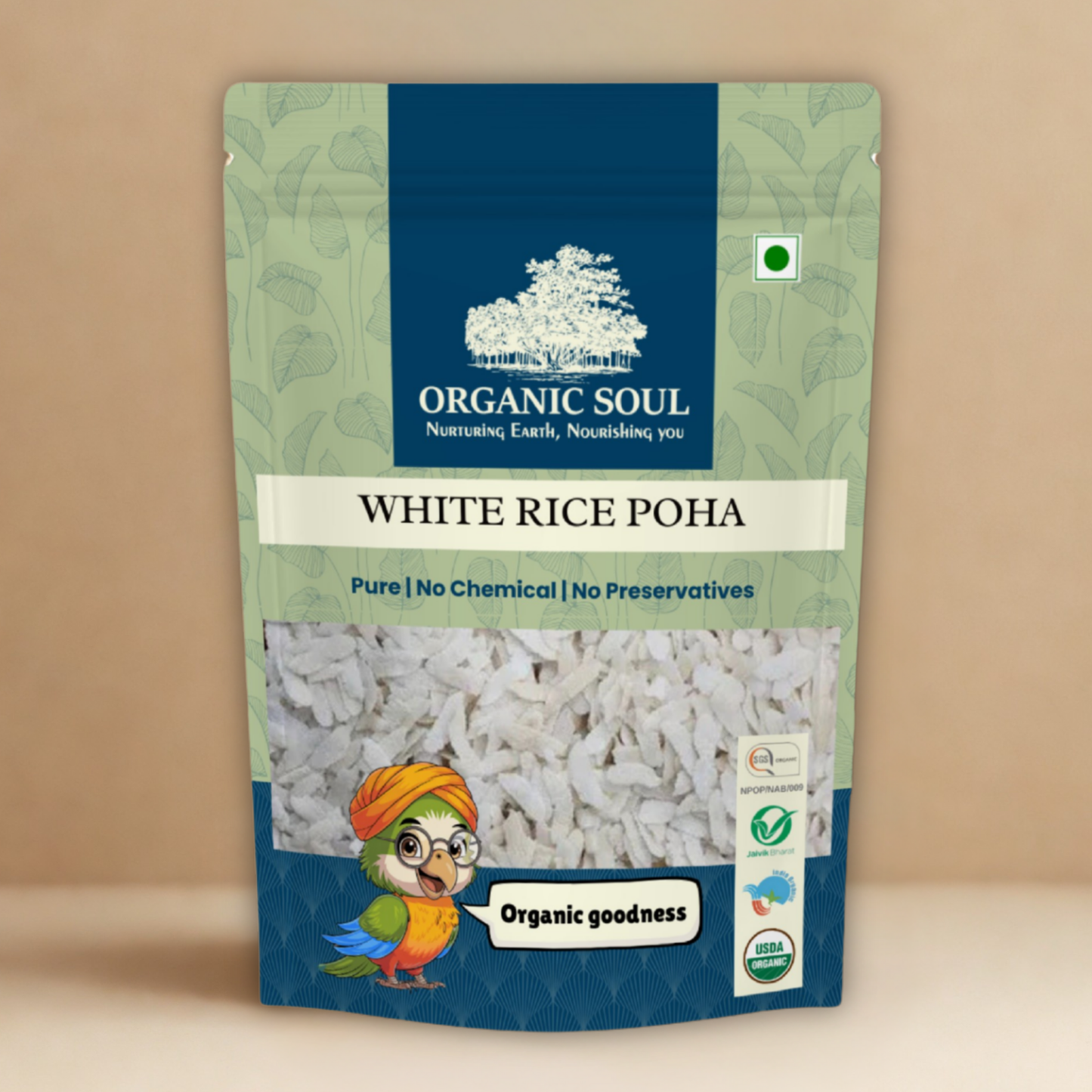 Organic Soul White Rice Poha – 900gm | 100% Certified Organic | Unpolished | Non-GMO