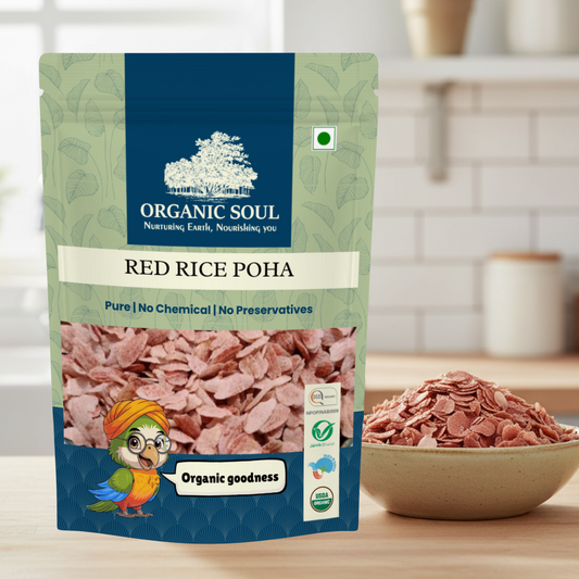 Organic Soul Red Rice Poha – 900gm | 100% Certified Organic | Unpolished | Non-GMO