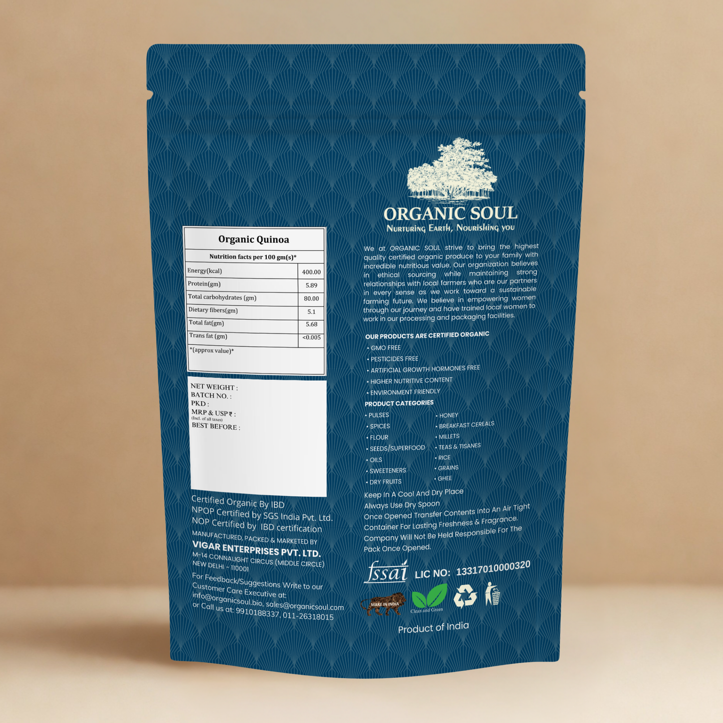 Organic Soul -  Quinoa Seeds, 900gm | Gluten-Free | High Protein & Fiber