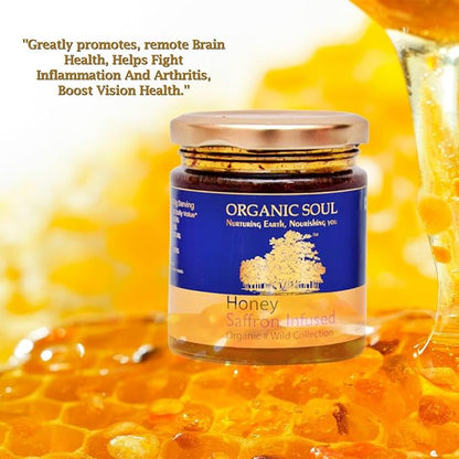 Organic Soul - Organic Saffron Honey 225 Gm | Pure Organic 100% Natural