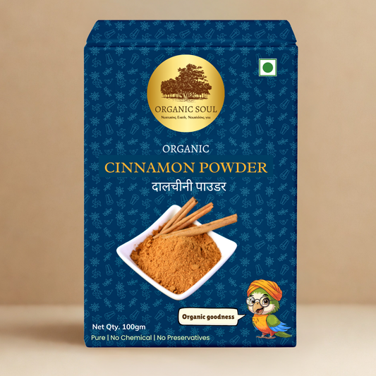 Organic Soul Cinnamon (Dalchini) Powder – 100gm | 100% Certified Organic | Non-GMO | Sweet &amp; Aromatic