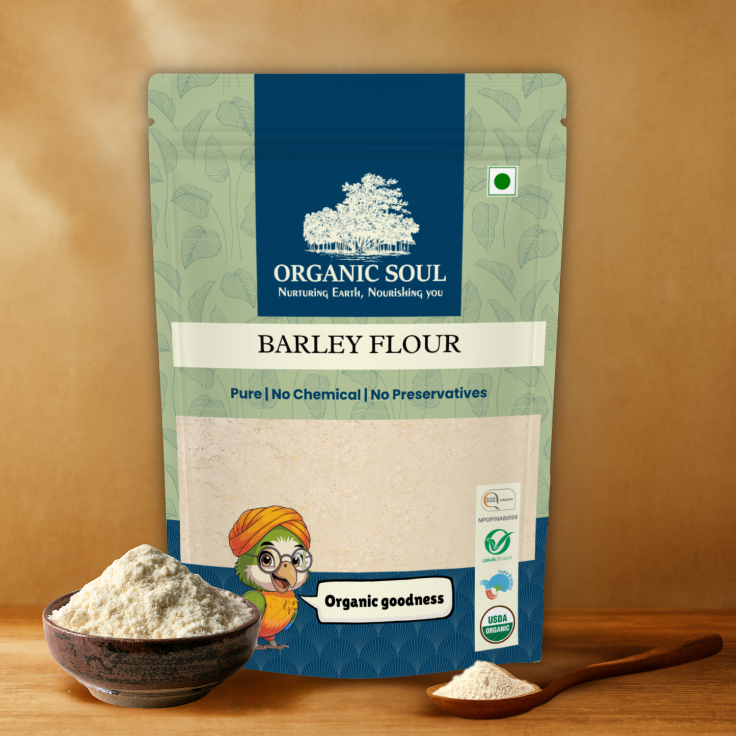 Organic Soul Barley (Jau)  Flour – 900gm | 100% Certified Organic | Unpolished | Non-GMO
