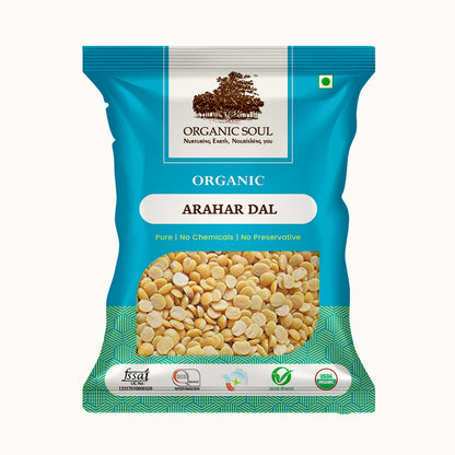 Organic Soul, Toor Dal, Arhar Dal Whole (450gm or 900 gm) Rich in Protein 100% Organic