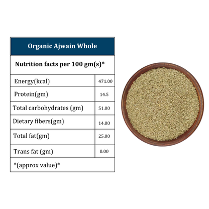 Organic Soul - Organic Whole Ajwain Carom Seeds, (100 gm)