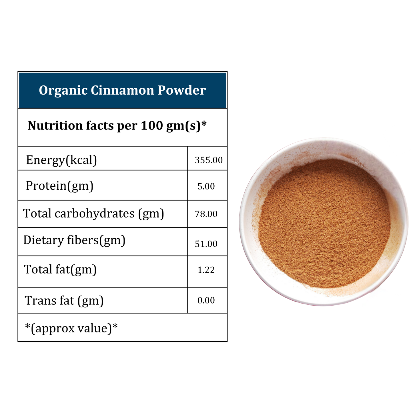 Organic Soul Cinnamon (Dalchini) Powder – 100gm | 100% Certified Organic | Non-GMO | Sweet &amp; Aromatic