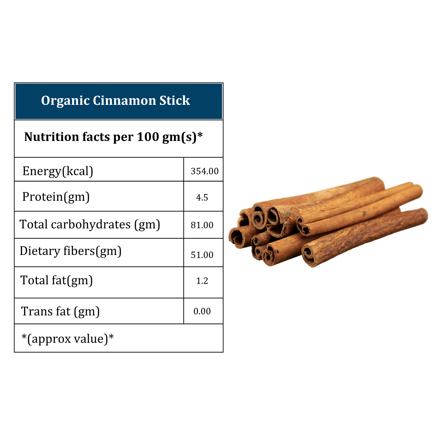 Organic Soul Cinnamon Stick – 100gm | 100% Certified Organic | Non-GMO