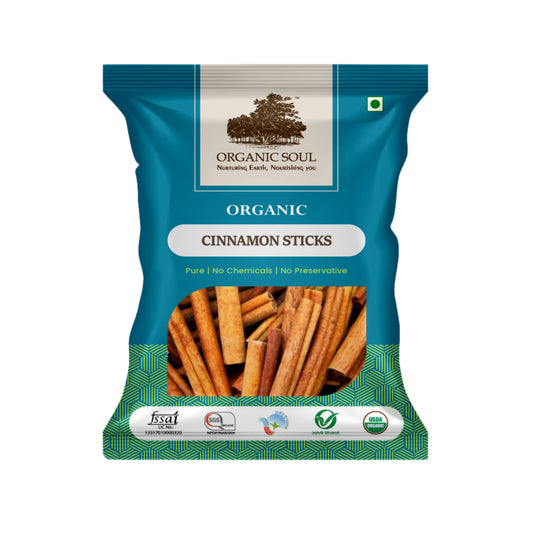 Organic Soul - Whole Cinnamon Sticks (Organic Dalchini), (50 gm or 100 gm)