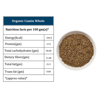 Organic Whole Cumin Seeds (Jeera), (100 gm or 250 gm) | 100% Vegan, Gluten-Free | Quality Indian Spice