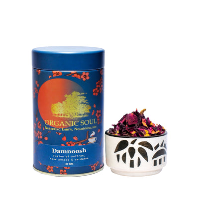 Organic Soul - Damnoosh Tea | Almond, Nutmeg, Saffron, Cardamom, Rose Petals | 30 gm